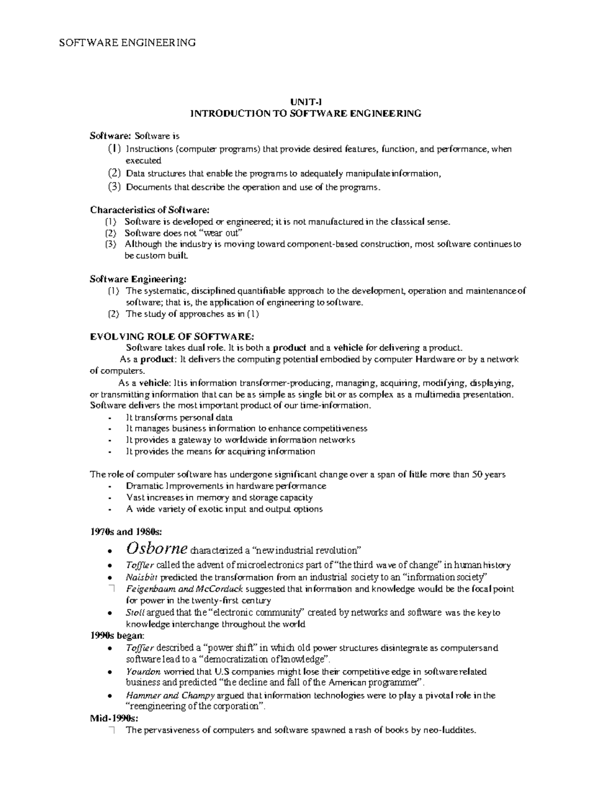 SDE 101: Comprehensive Notes on Software Engineering Concepts - Studocu