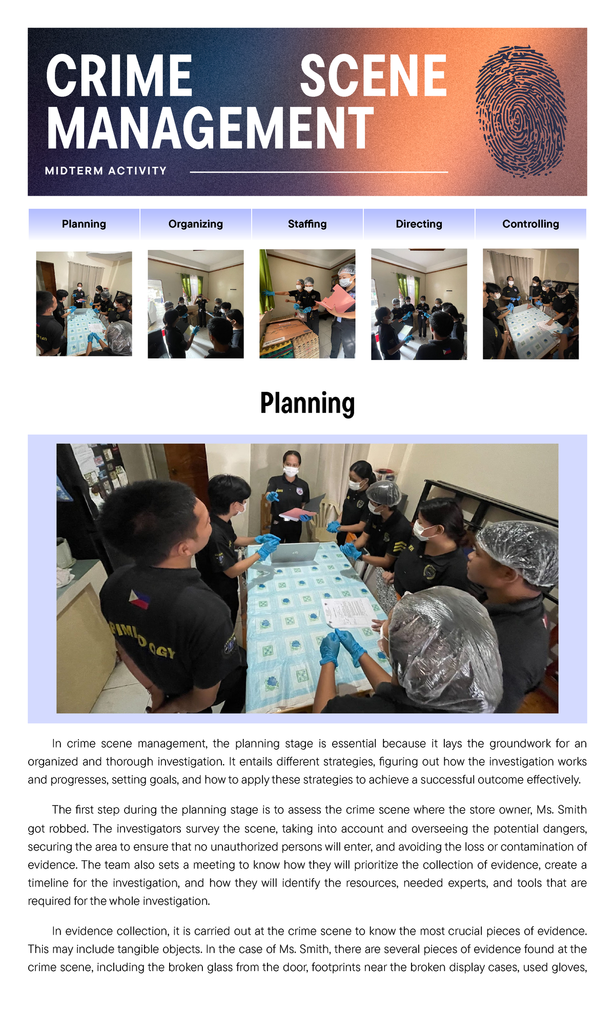 Crime Scene Management - Planning In crime scene management, the ...