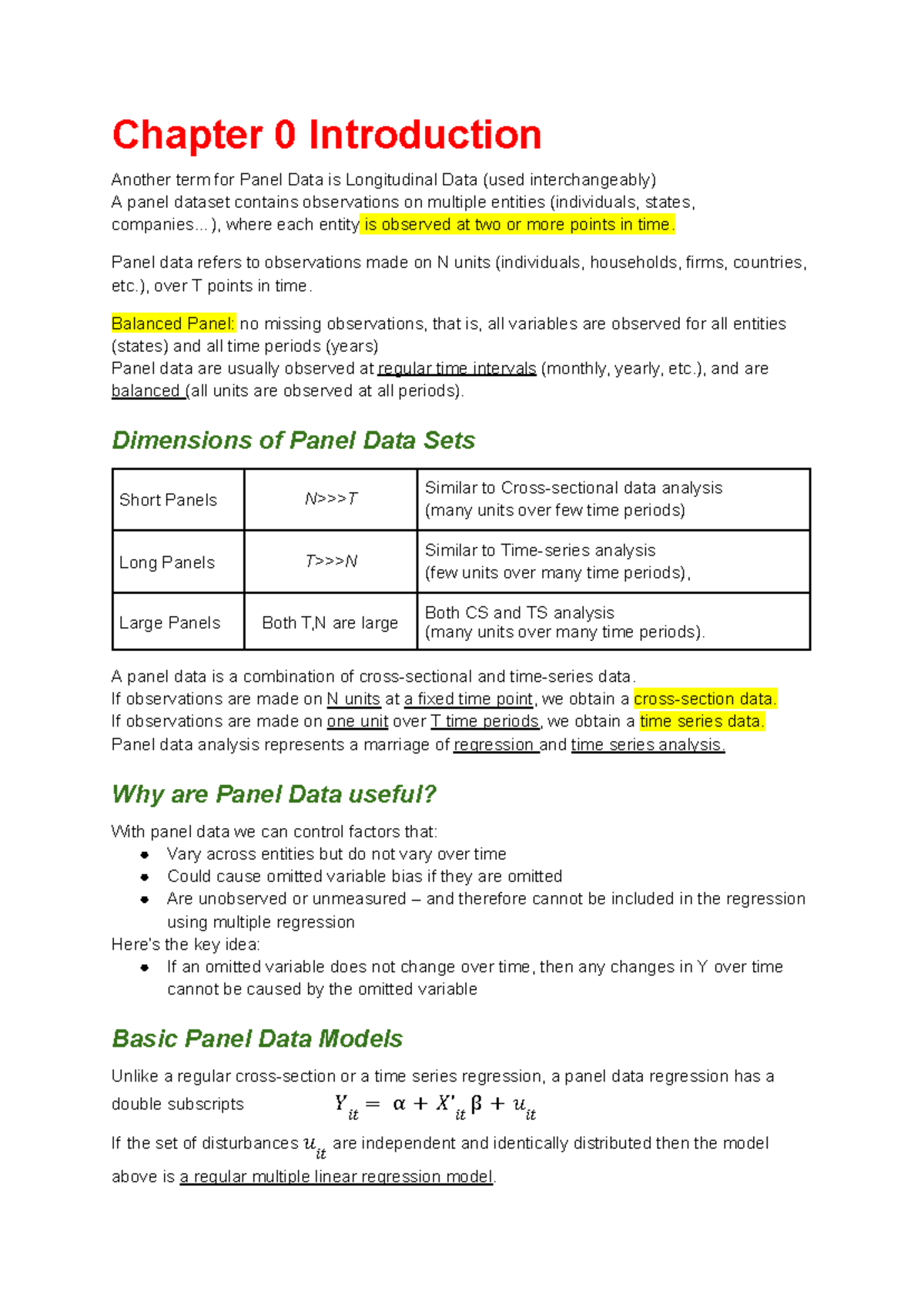 Midterm Notes (Models for Panel Data) - Chapter 0 Introduction Another ...
