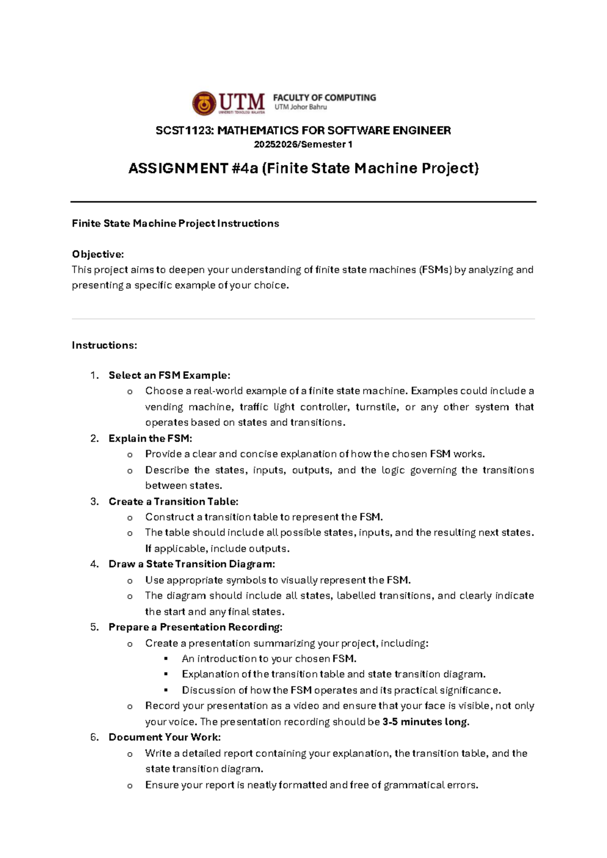 SCST1123: Mathematics for Software Engineer 1 - FSM Project Assignment ...
