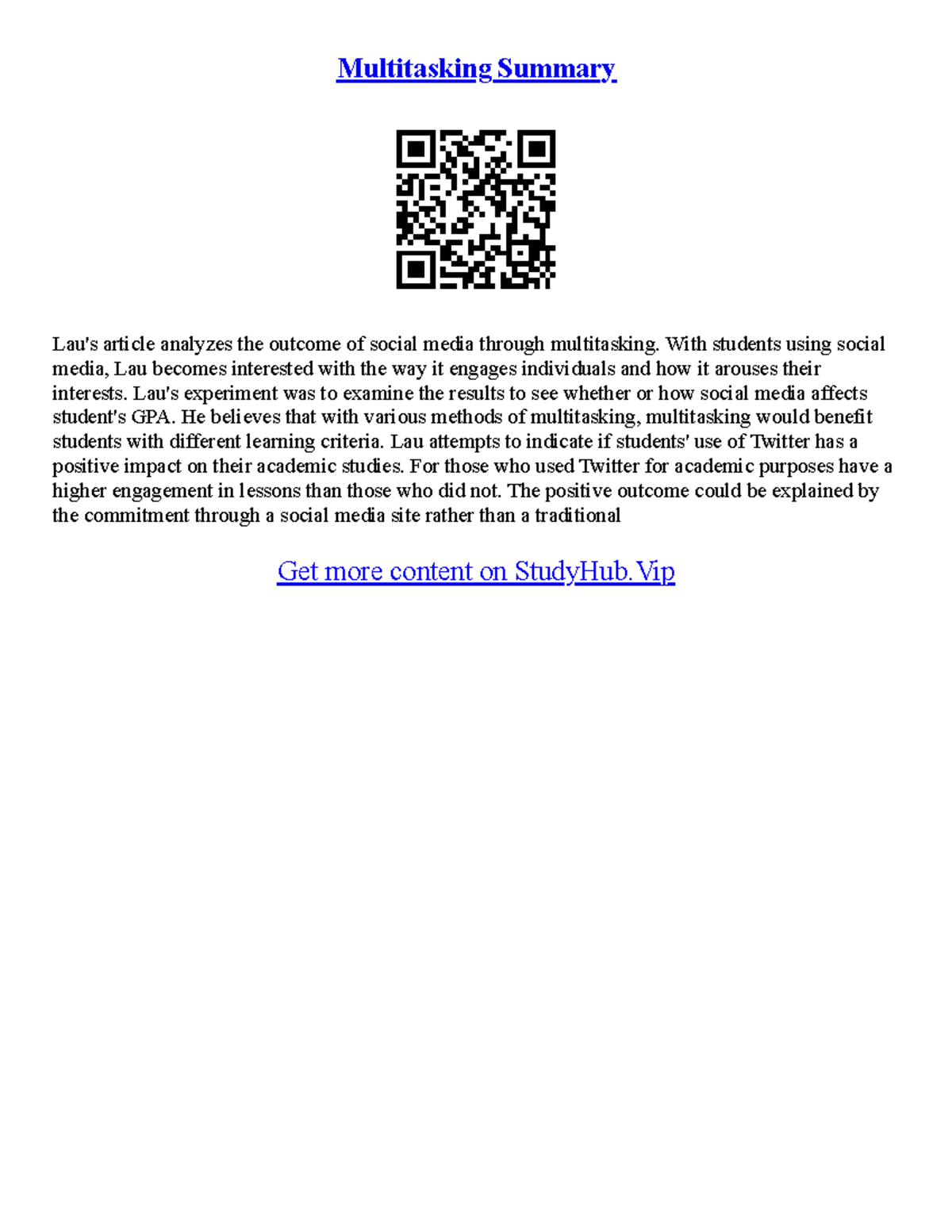 Multitasking and Its Impact on Student Learning: An Essay Analysis ...