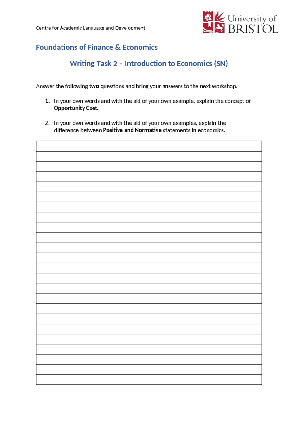 Writing Task 2 Introduction to Economics (SN) - ECN - Centre for ...