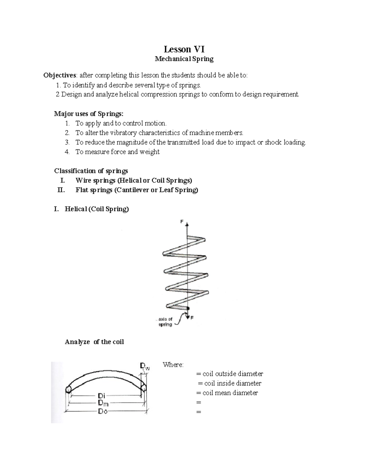 Group C - Lecture Notes on Mechanical Springs and Their Analysis - Studocu