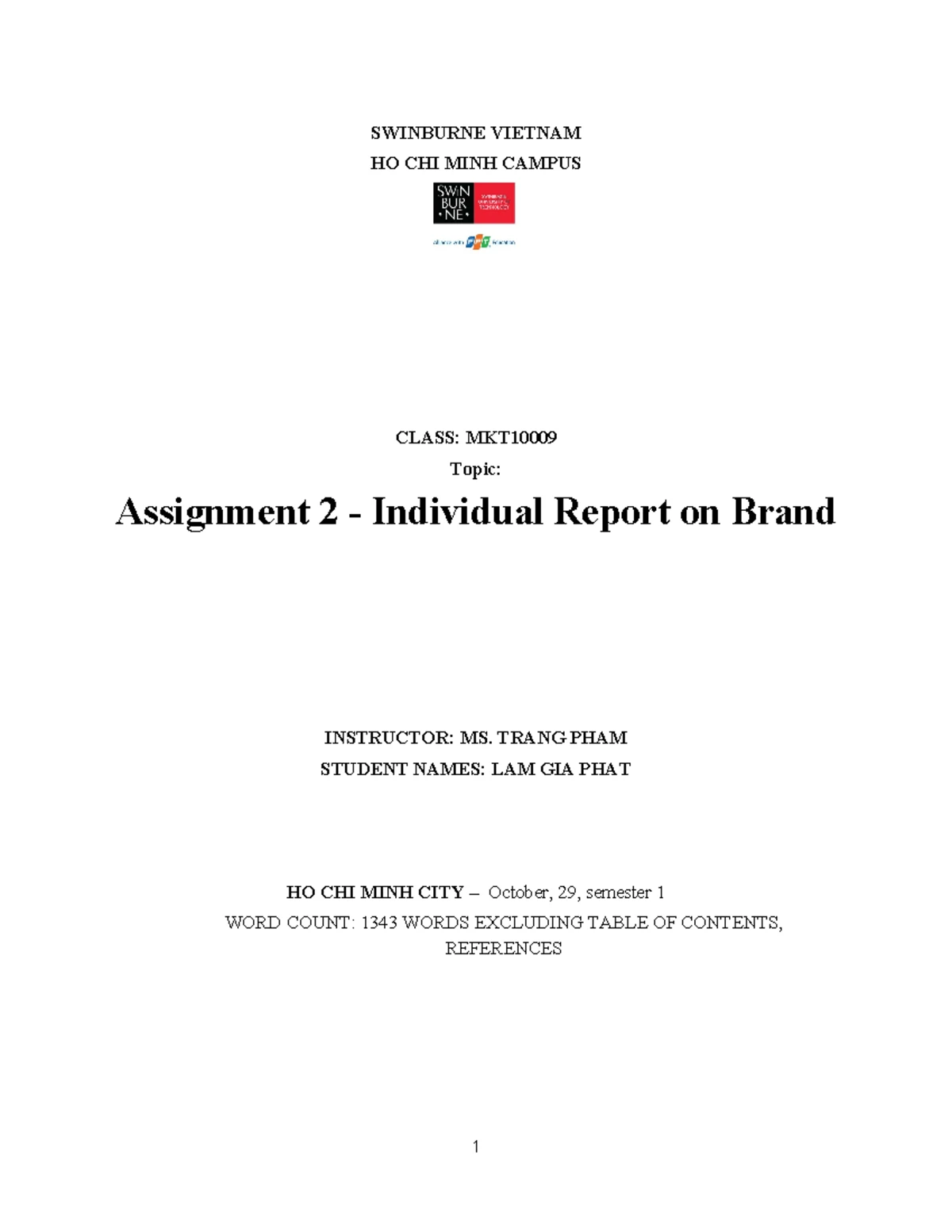 Assignment 2_Individual report - Assignment 2 Name: Le Truong Minh Chau ...