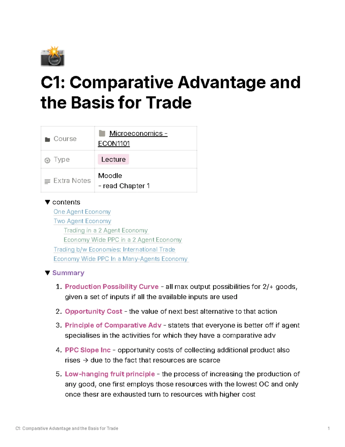Comparative Advantage in Trade: ECON Microeconomics Lecture Notes - Studocu