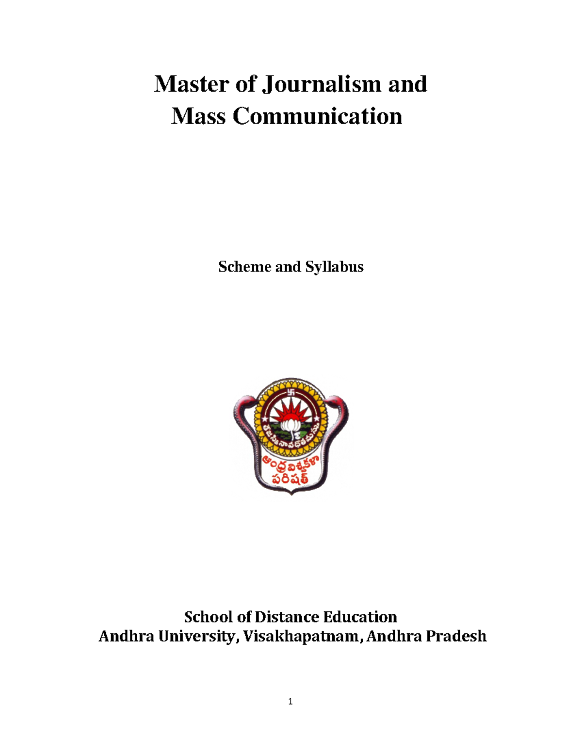 MJMC Syllabus Overview: Journalism & Mass Communication (1st & 2nd Year ...