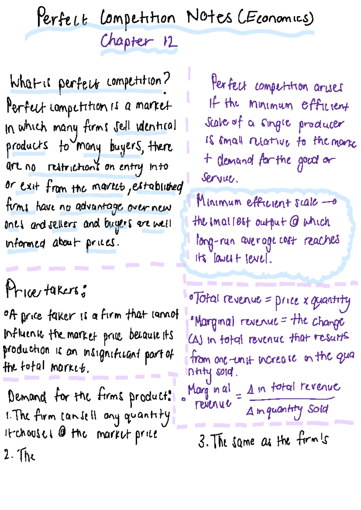 Economics 101: Perfect Competition Notes - Chapter 1 - Studocu