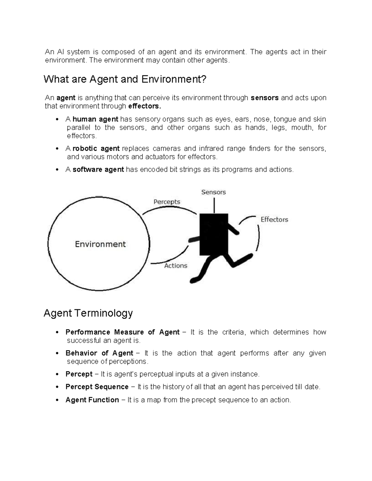 AI Agent- Structure OF Agent AND ITS Environment - An AI system is ...