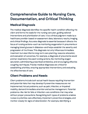 Nursing Care Plan Template with SMART Goals and Interventions - Nursing ...