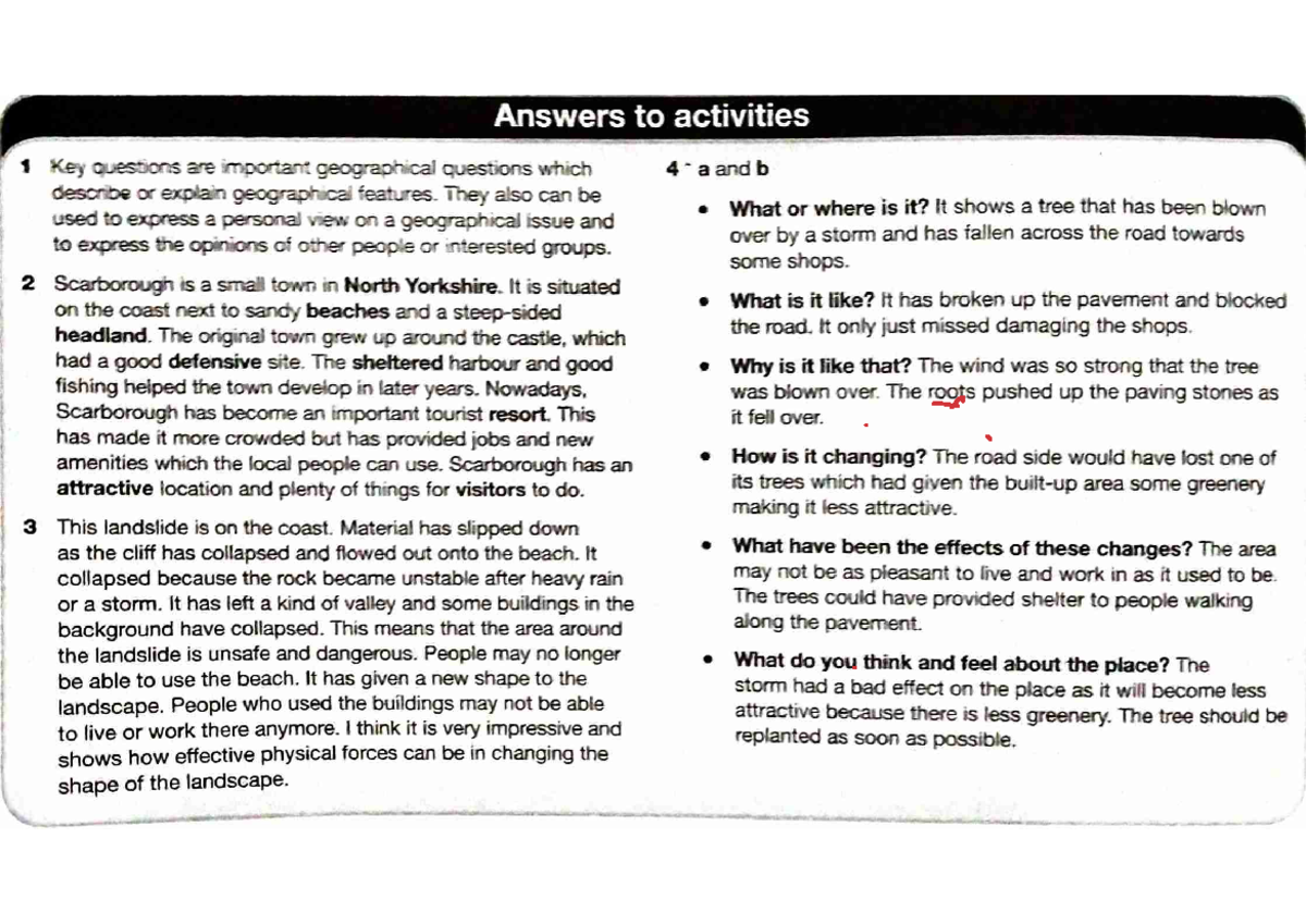Geography Key Questions & Activities Answers (Course Code: GEOG101 ...