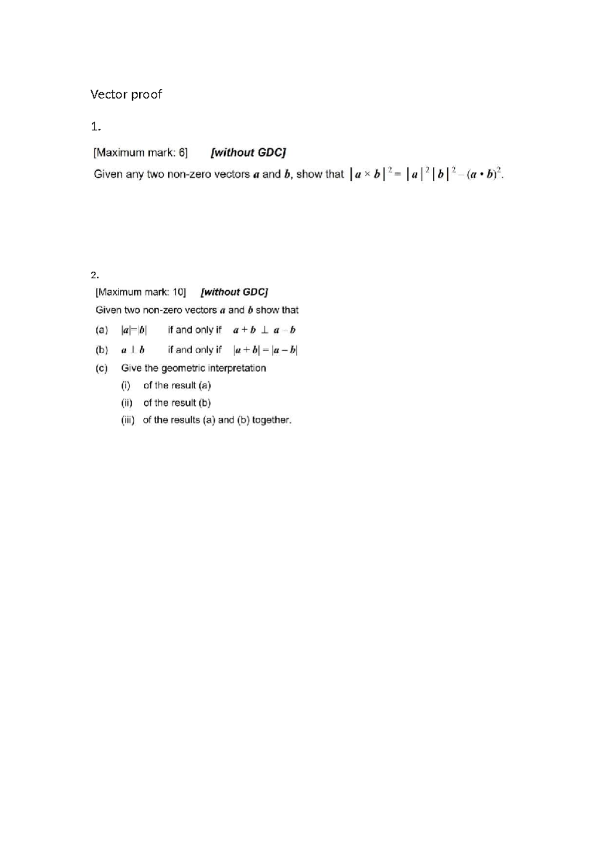 Vector Proofs and Geometric Interpretations: A Study Guide - Studocu