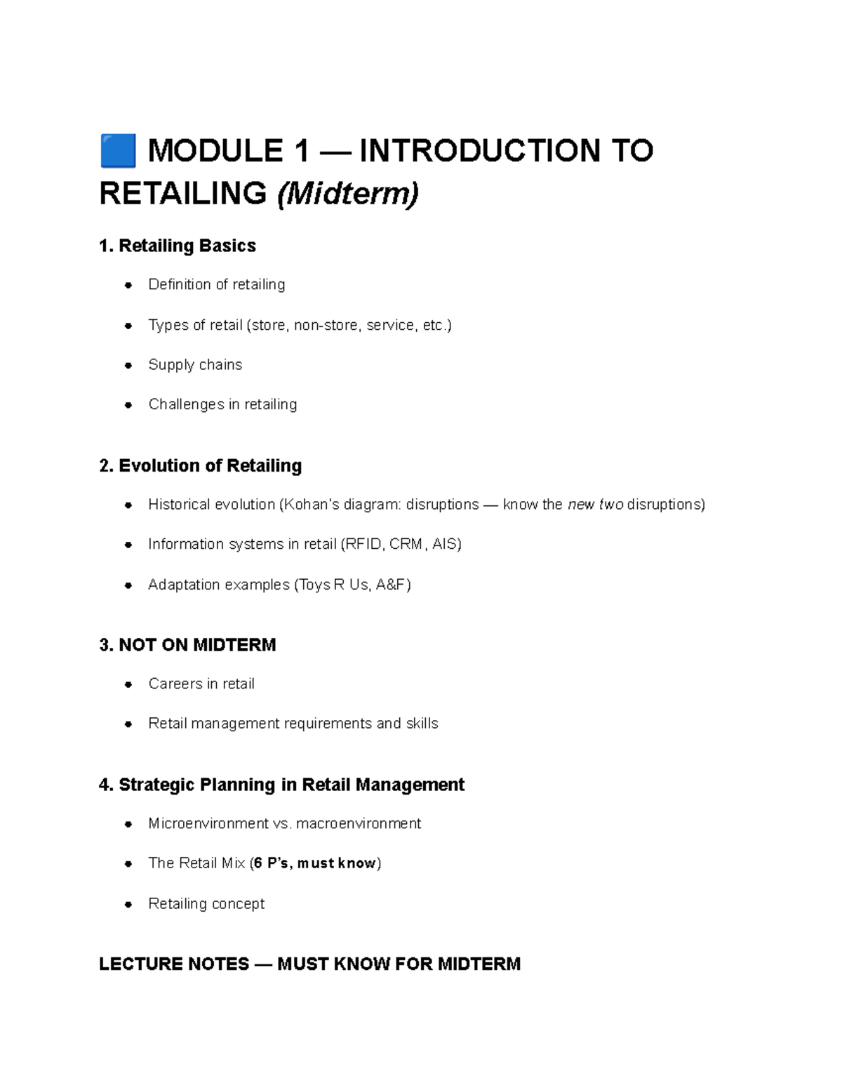 Retailing Midterm Study Guide and Review Questions - Studocu