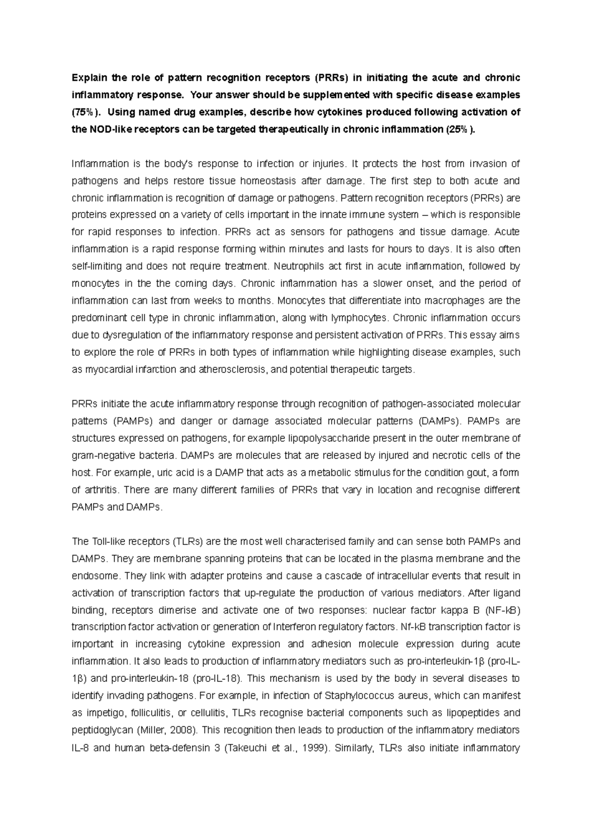 PRRs in Inflammation: A Detailed Essay (BIO 101) - Studocu