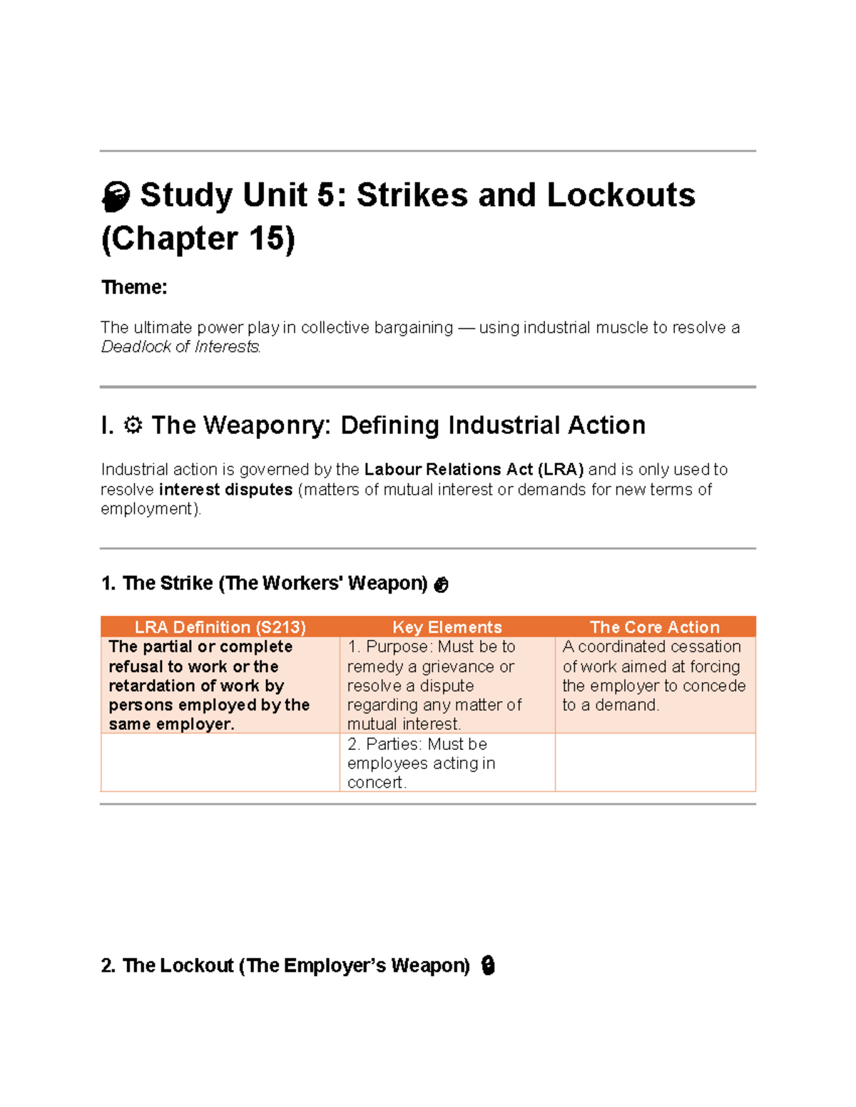 Unit 5-8 LLW2602: Strikes, Lockouts, and Protest Action Insights - Studocu