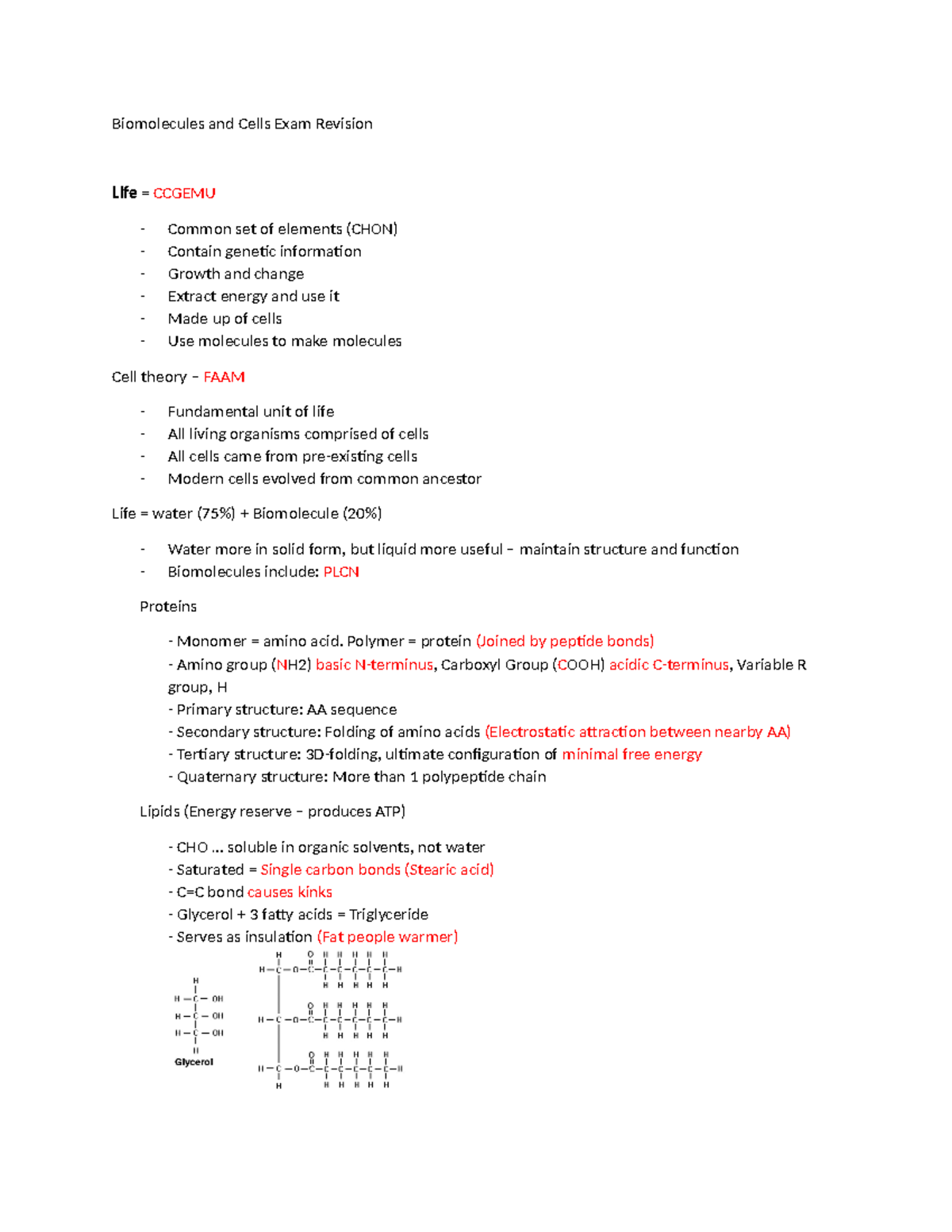 Biomolecules and Cells Exam Revision - Concepts and Processes Overview ...