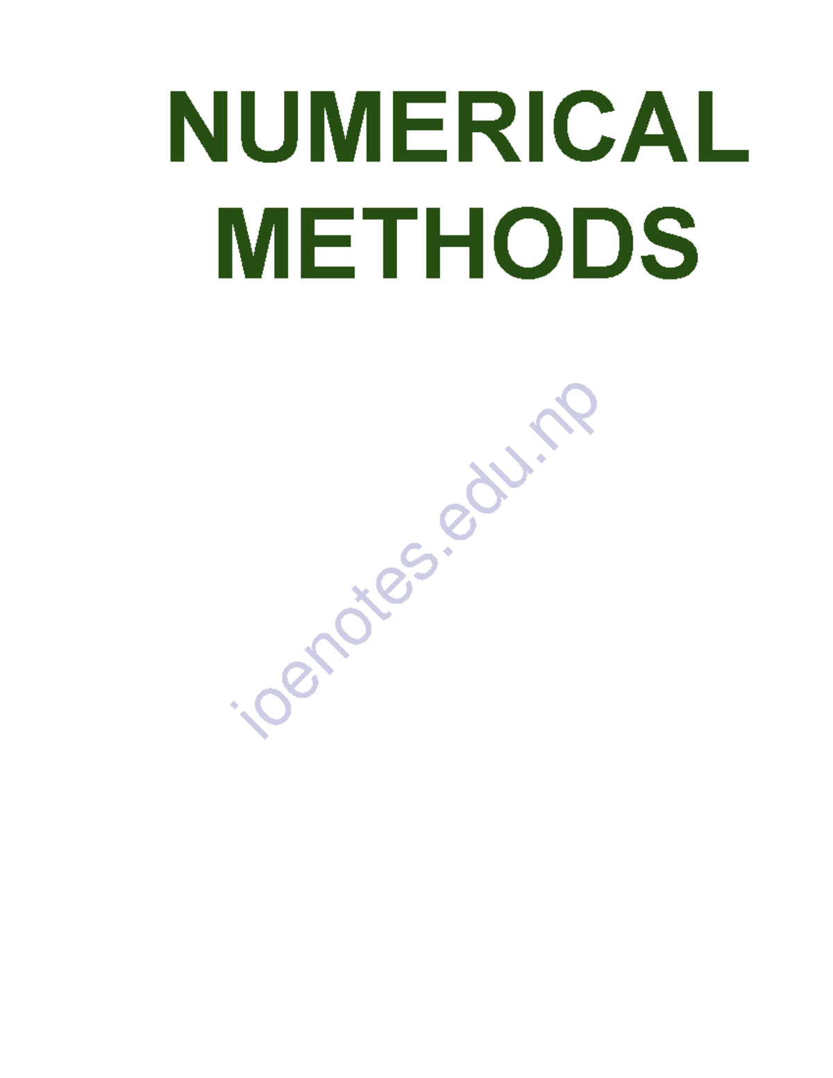 Numerical Methods Notes (Course Code: NUM) - Studocu