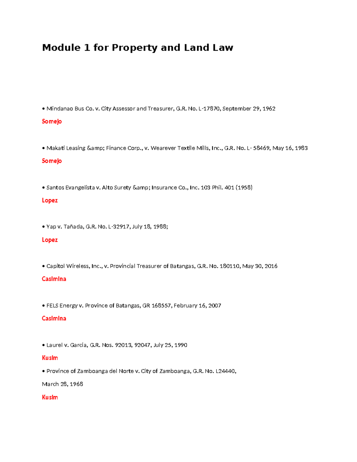 Module 1: Property and Land Law Case Summaries - Studocu