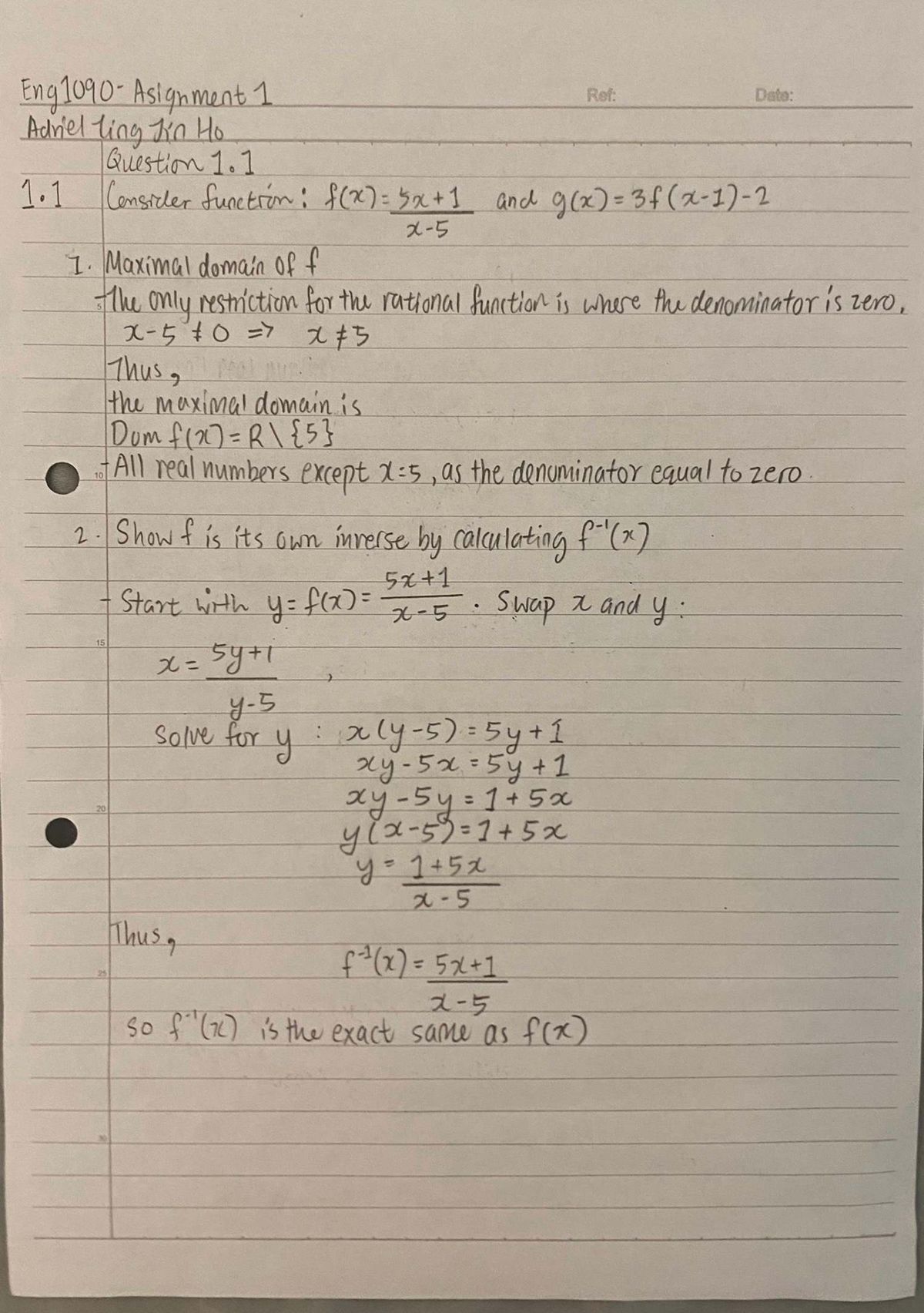 1090 - Assignment 1: Functions, Inverses, and Domain/Range Analysis ...
