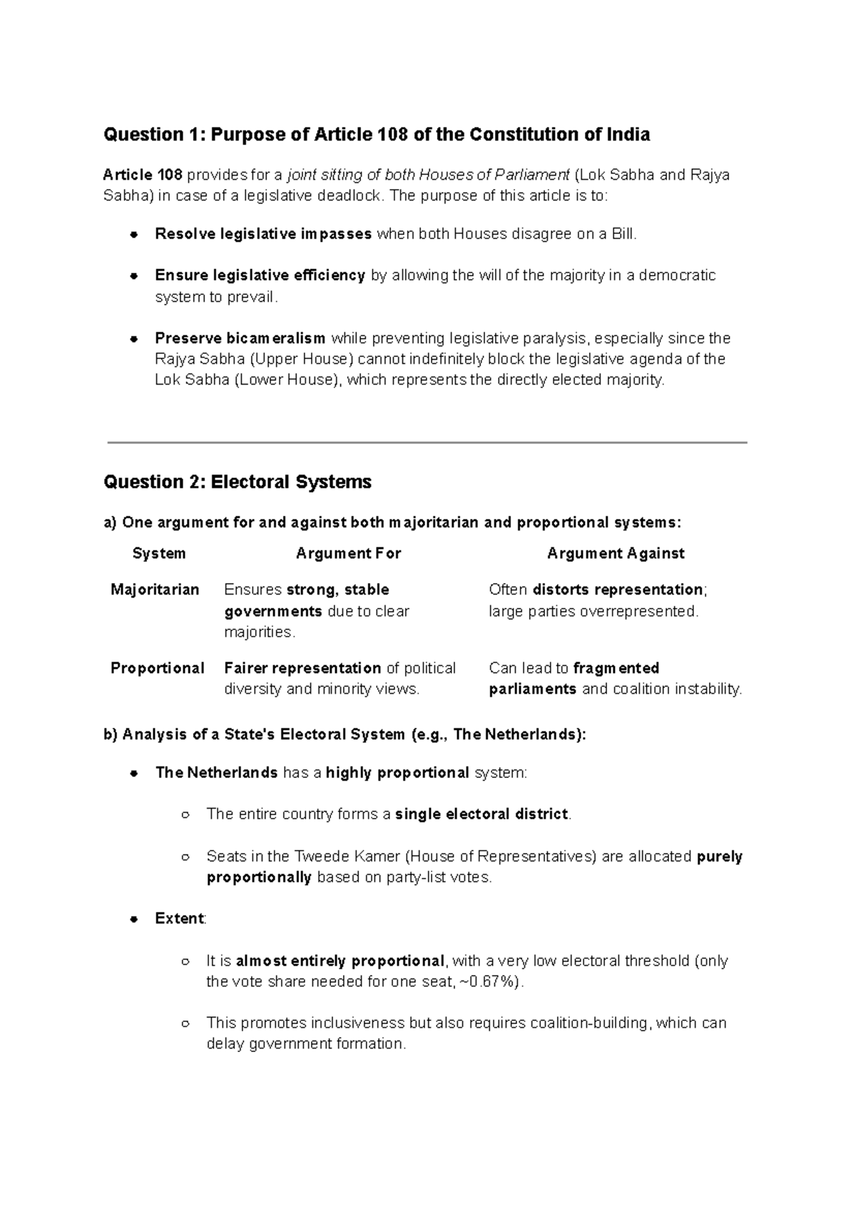 Week 3 WGCCL - Analysis of Indian Constitution & Electoral Systems ...