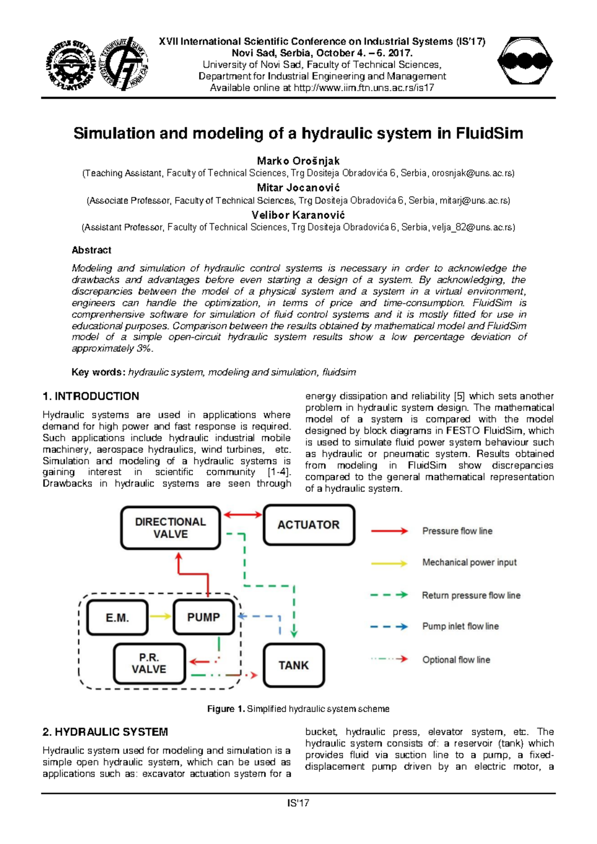 Simulation and Modeling of a Hydraulic System in FluidSim (ENG-101 ...