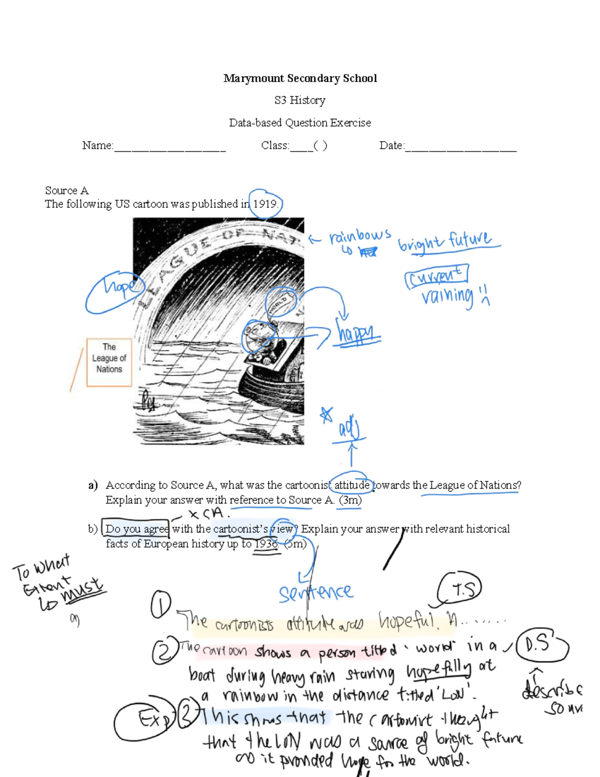 League DBQ 2 - Mcq questions - Biology - Marymount Secondary School S3 ...