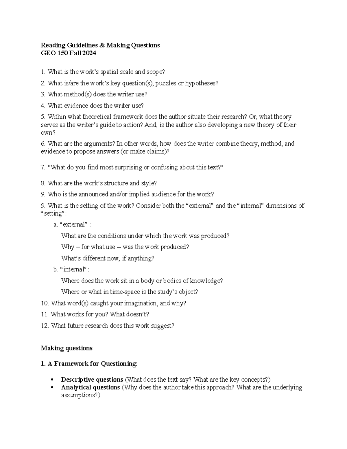 Reading guidelines - What is the work’s spatial scale and scope? 2 ...