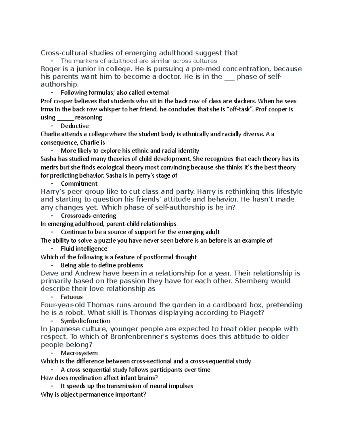 Psyc 160 Final Exam Study Guide: Key Concepts & Theories in Development ...