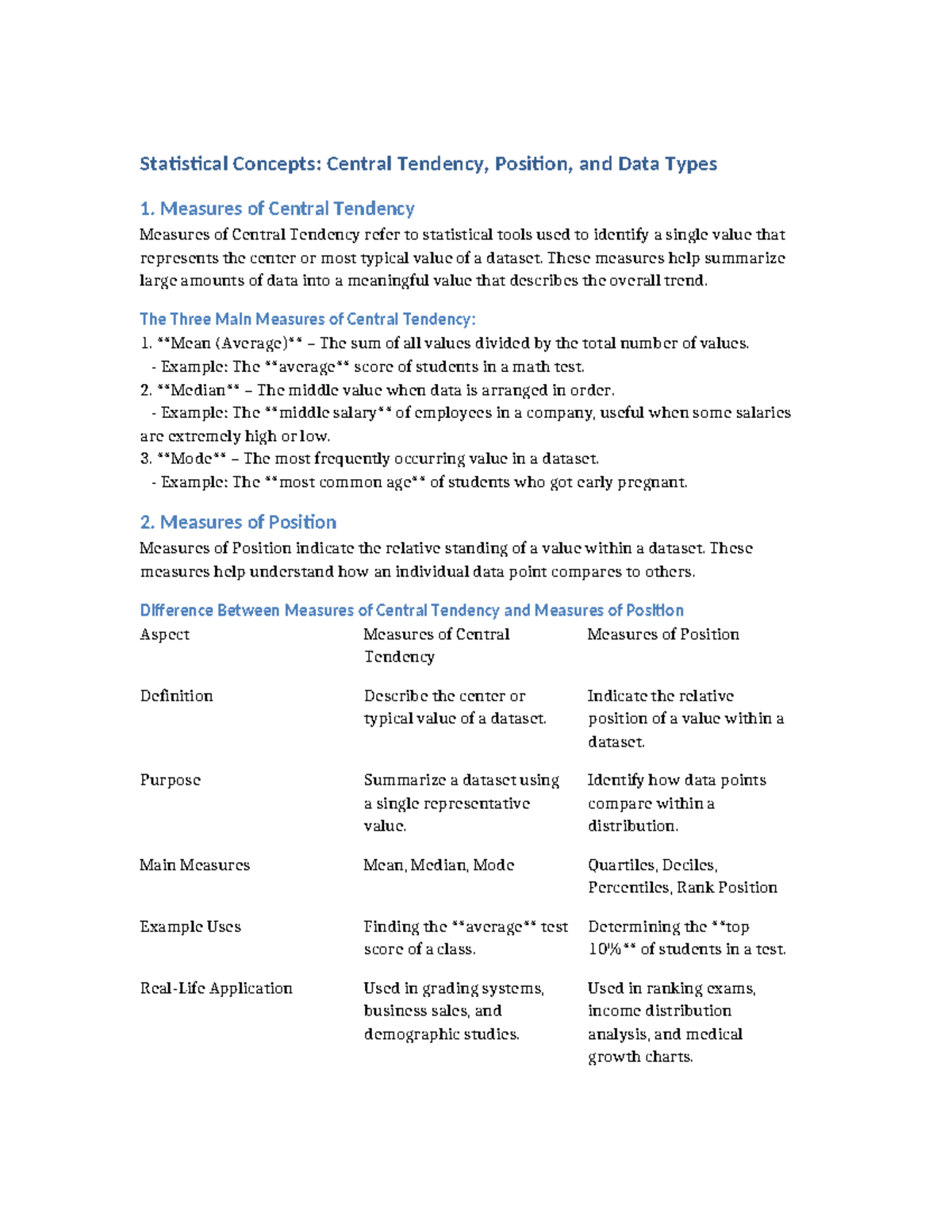 Central Tendency Real Life Examples – DACHN