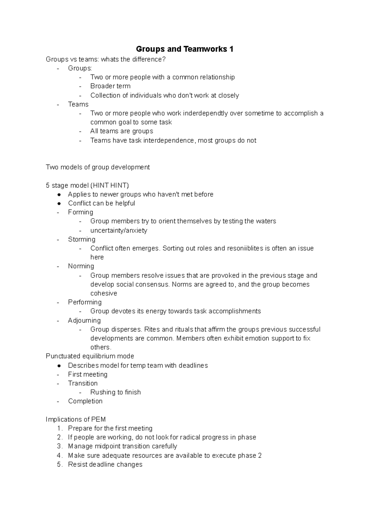 Midterm 2 Lecture Notes: Understanding Groups and Teamwork Dynamics ...