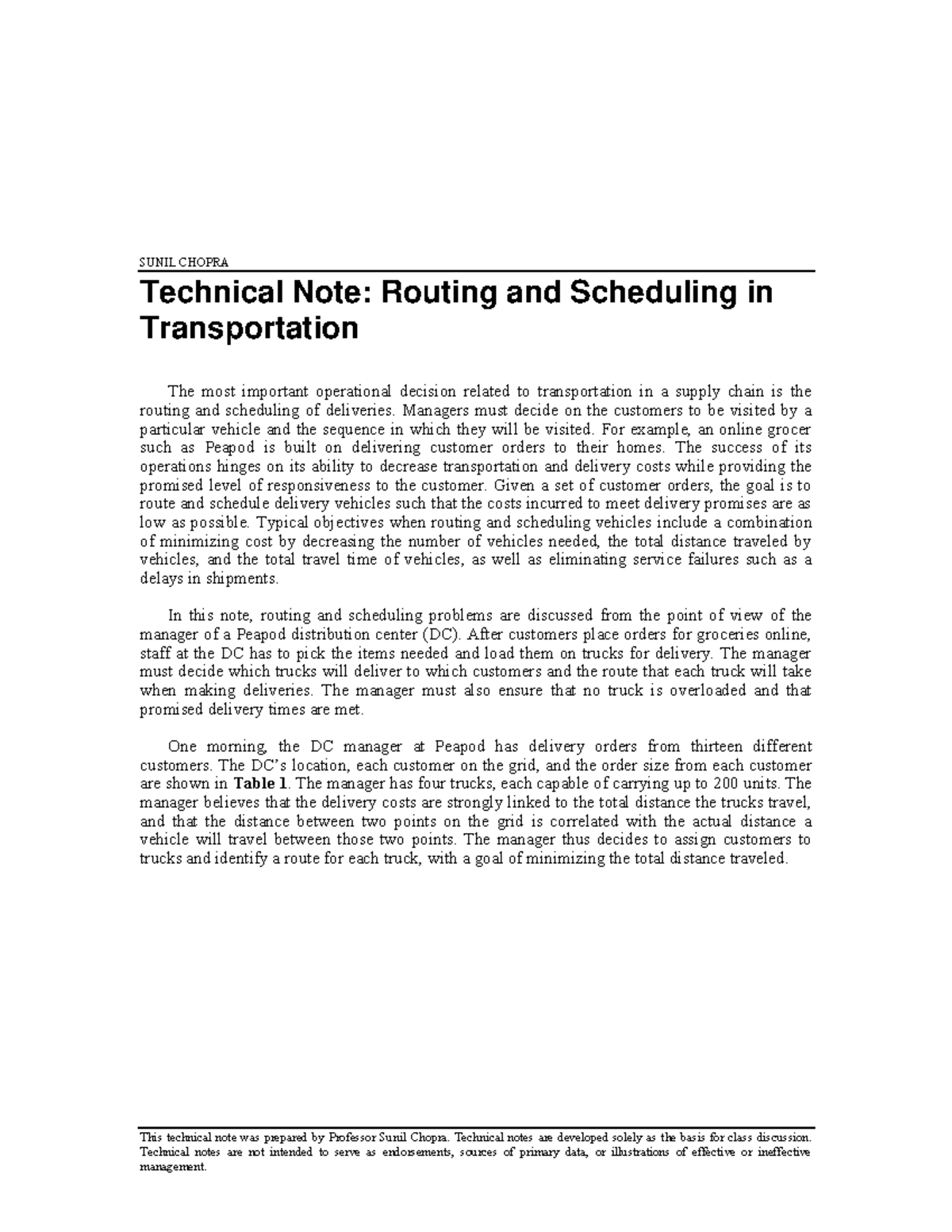 Technical Note: Vehicle Routing & Scheduling Methods (Course Code: N/A ...
