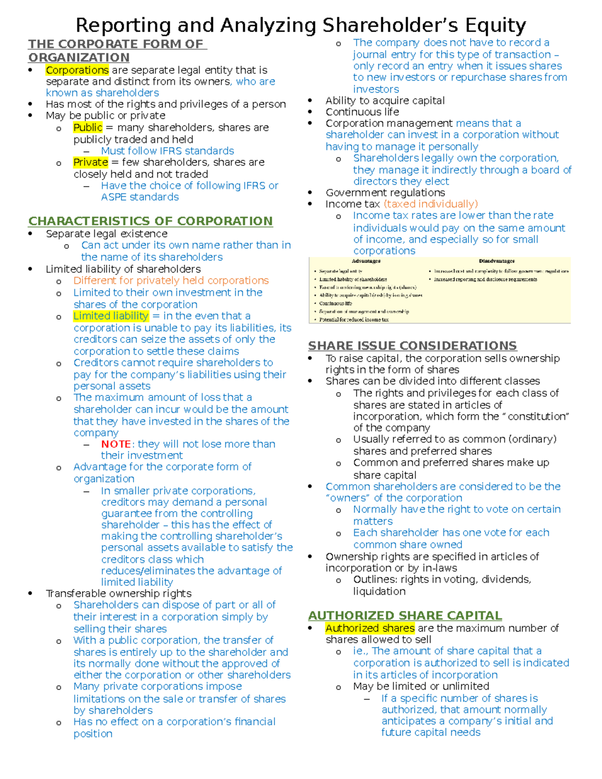 BUS 2002 - Chapter 11 - Reporting and Analyzing Shareholder’s Equity ...