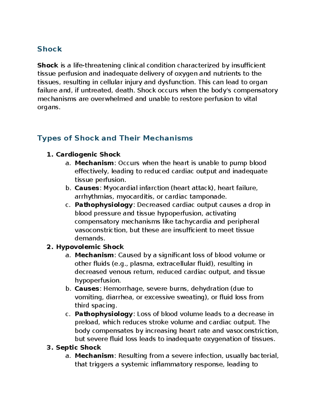 Shock - Shock Shock is a life-threatening clinical condition ...