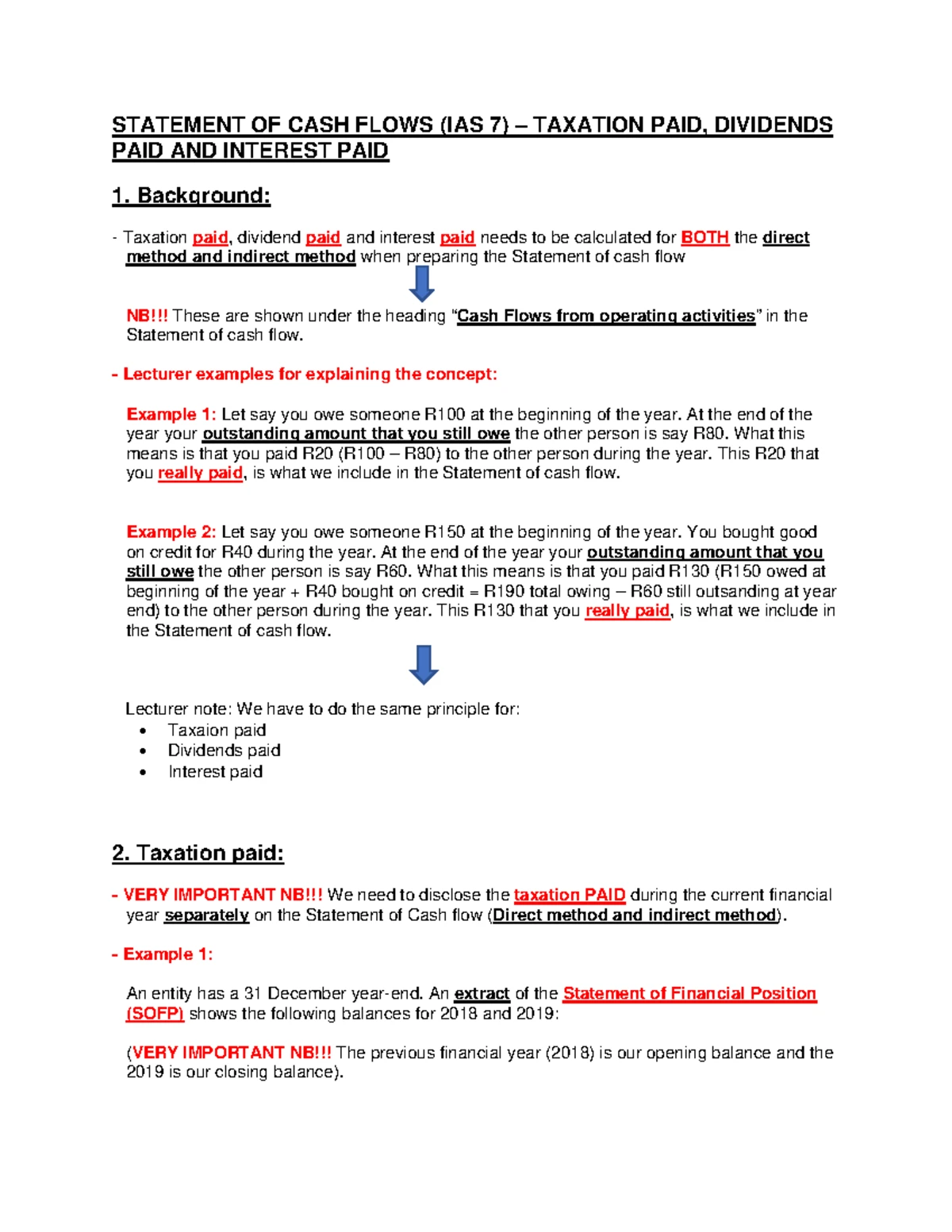 IAS 7 - Statement of Cash Flows Overview and Key Elements - Studocu