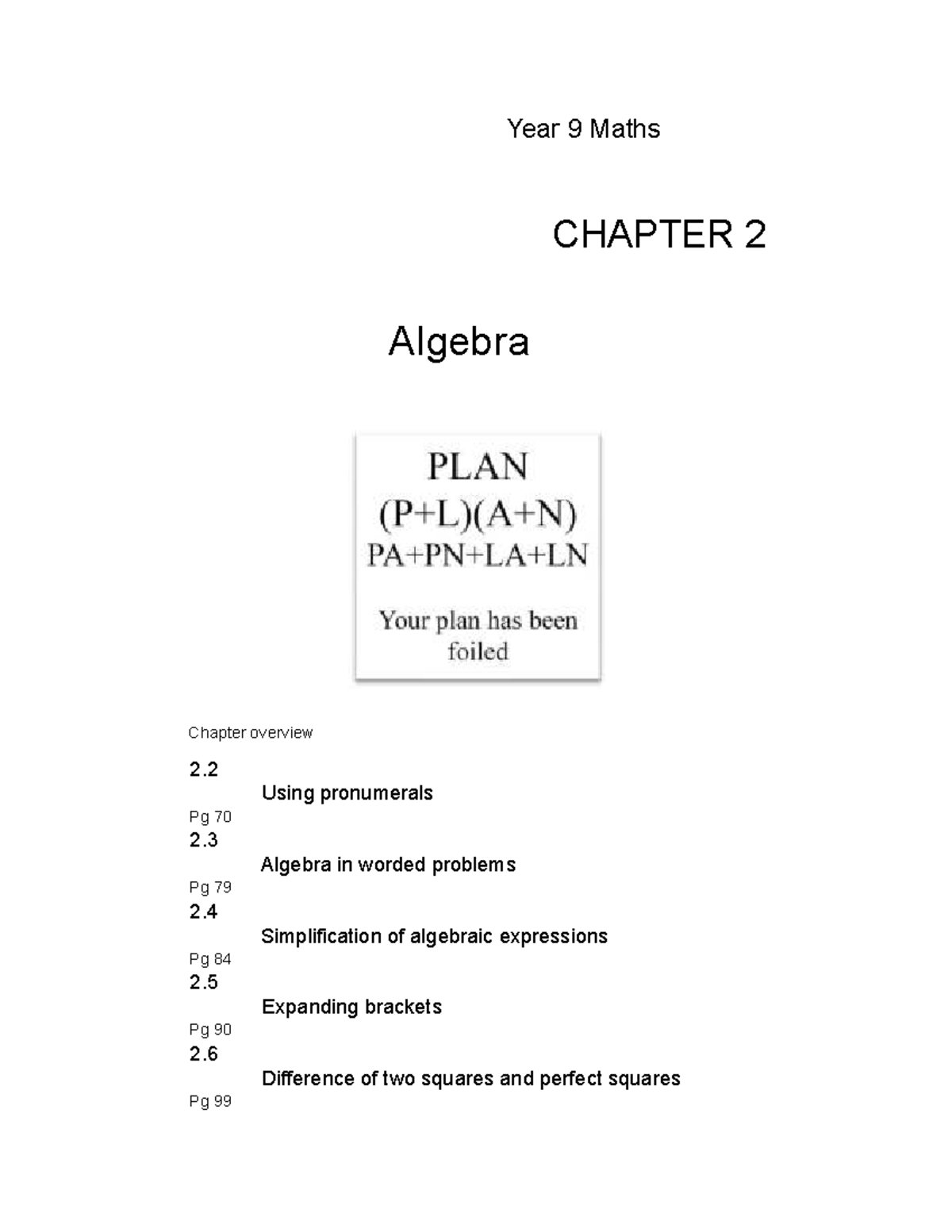 Year 9 Maths CHAPTER 2 Algebra Notes and Overview - Studocu