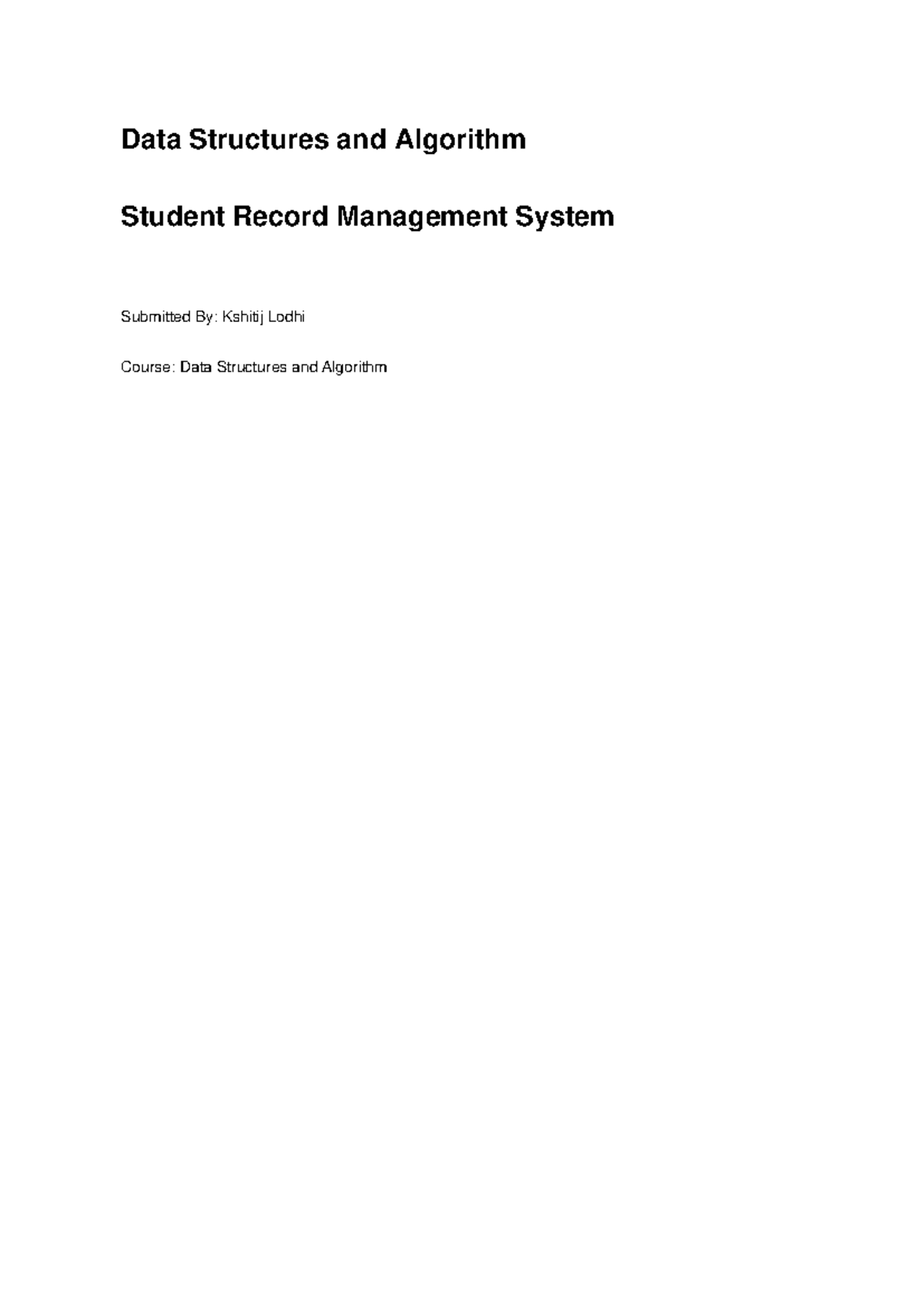 Data Structures and Algorithm: Student Record Management System Docs ...
