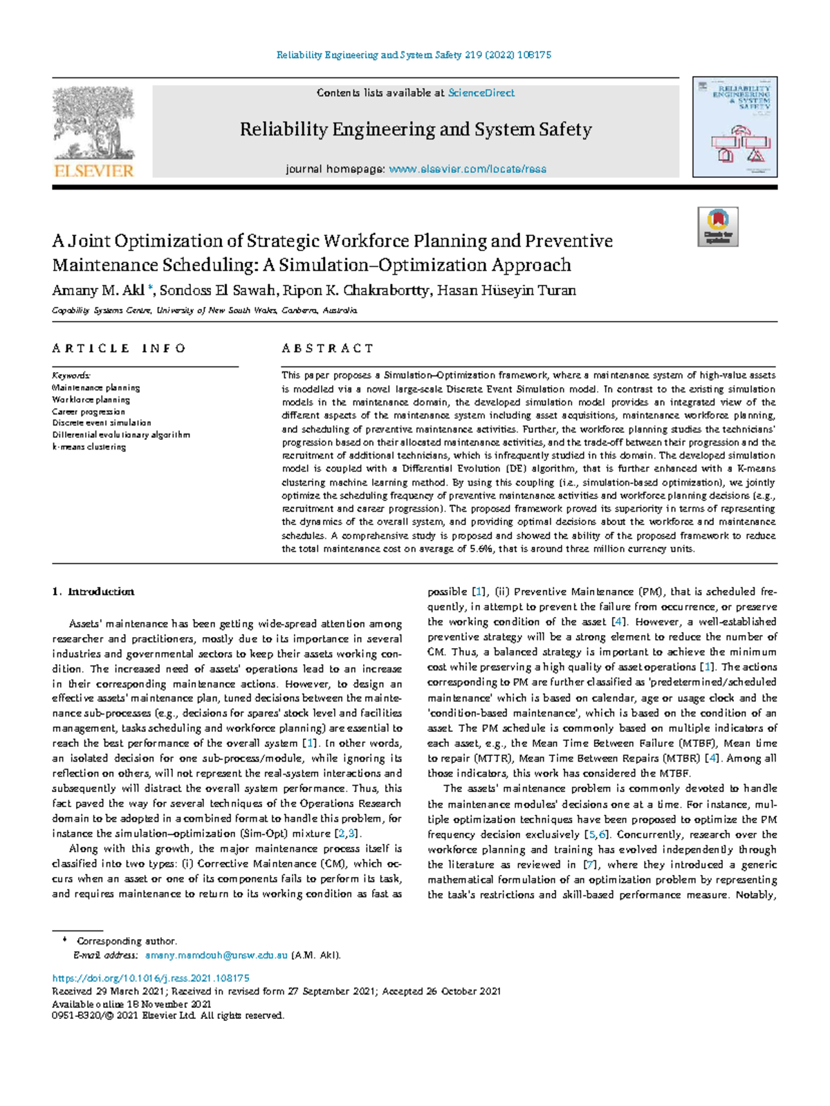 Joint Optimization of Workforce Planning and Preventive Maintenance ...