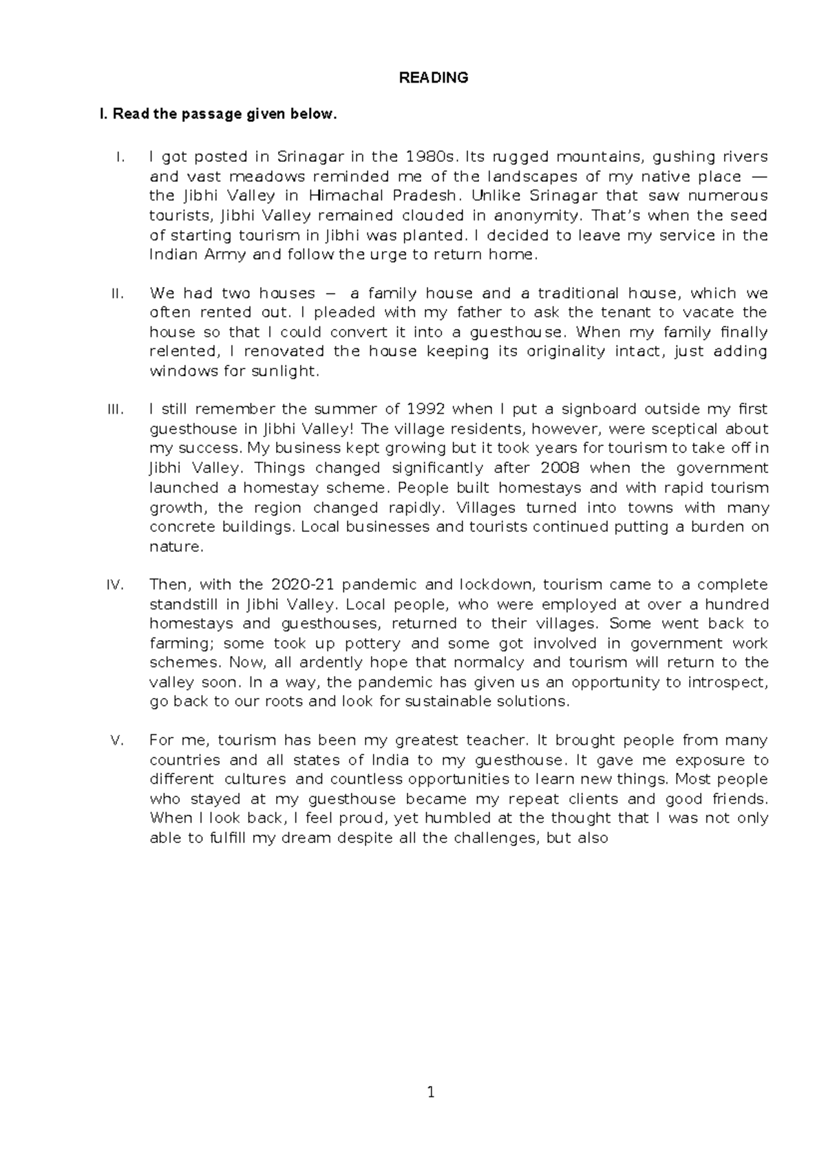 Comprehension Passages for Course Code 12: Reading and Analysis - Studocu
