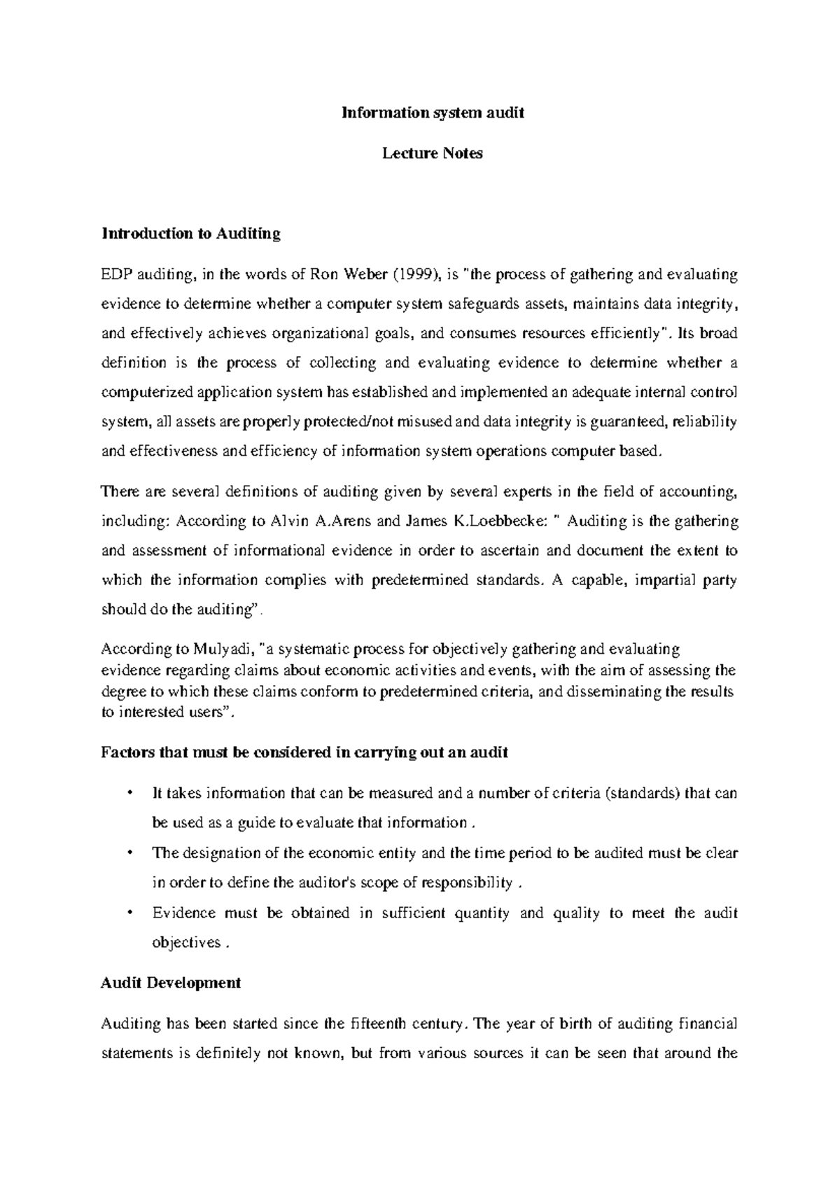 Lecture Notes on Information Systems Audit II: Key Concepts & Practices ...