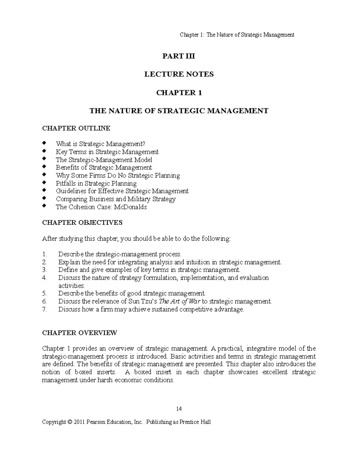 David 13e im 01 - Strategic Management Controls Chapter 1 Lecture Notes ...