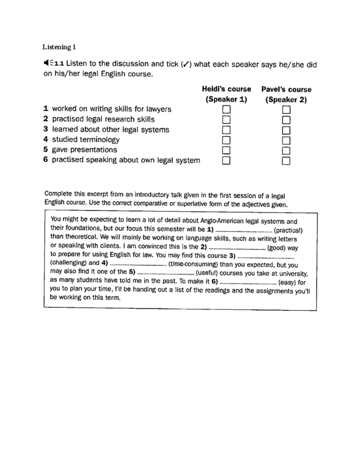 Listening Exercises for Week 2: Listening 1 & 2 - Studocu