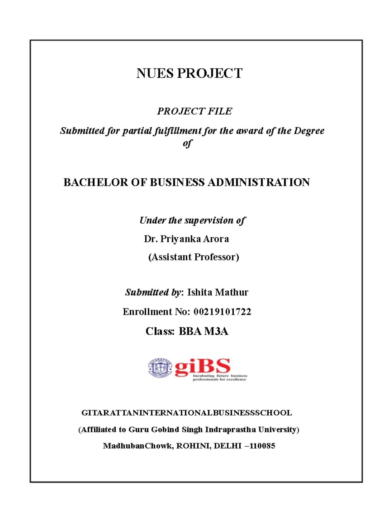 NSS NCC NSO Project Report by Ishita Mathur - BBA M3A - Studocu