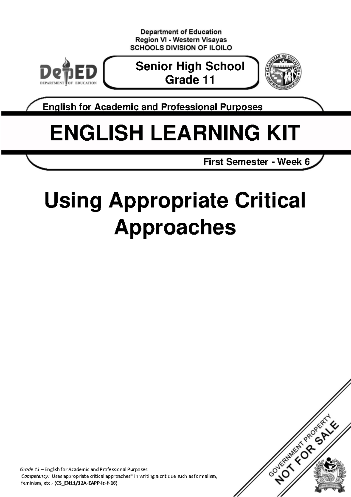 EAPP11 Week-6- Final - notes - ####### Grade 11 – English for Academic ...