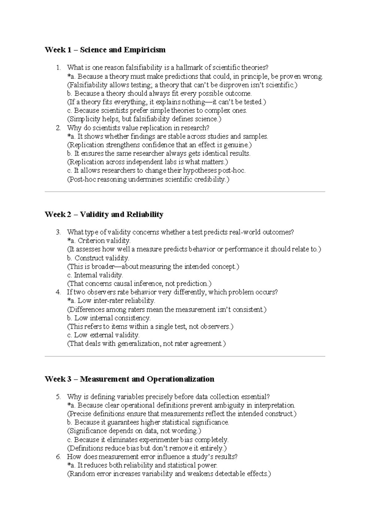 RICC 101: Week 1-6 Science, Validity, and Research Methods Notes ...