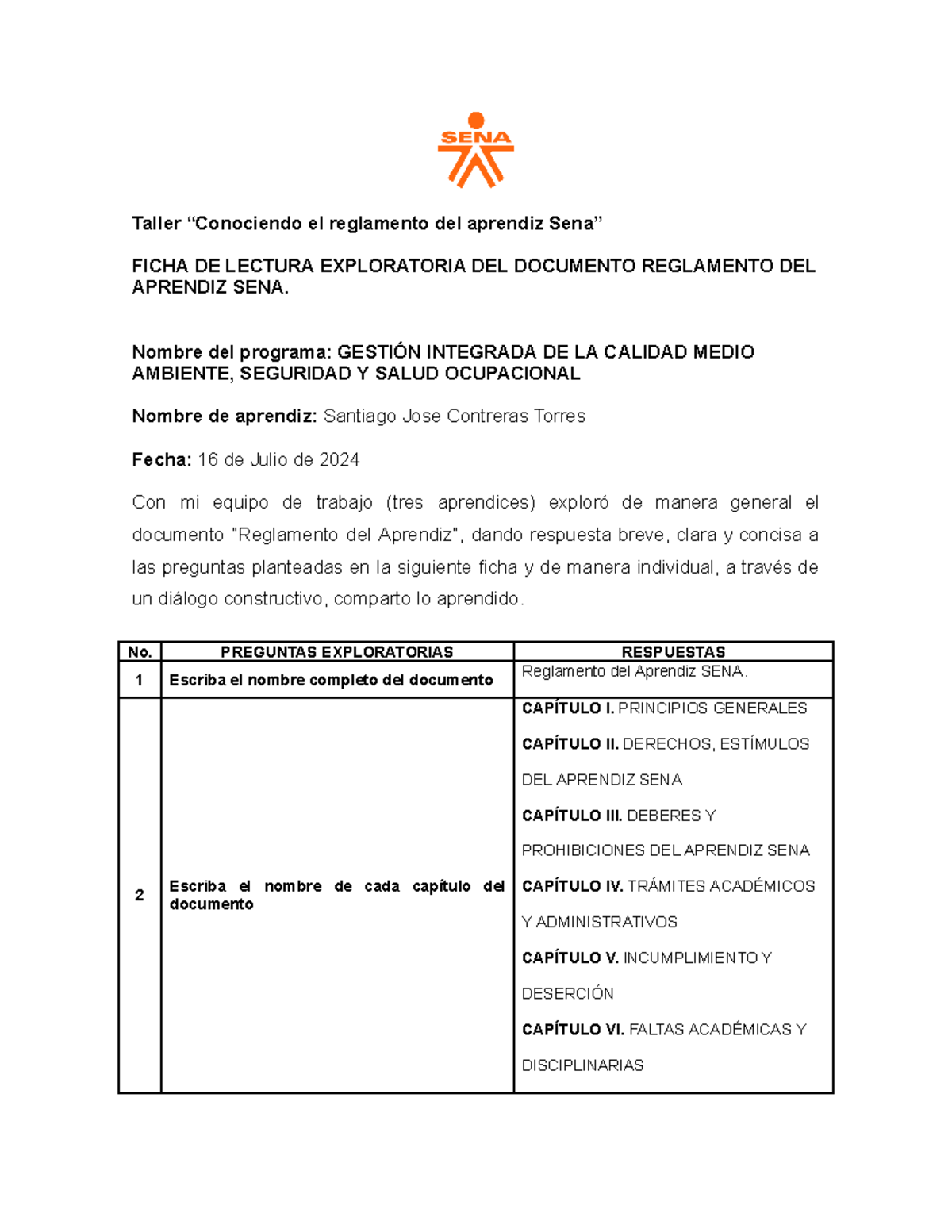 Taller #7: Análisis del Reglamento del Aprendiz SENA - Document Preview