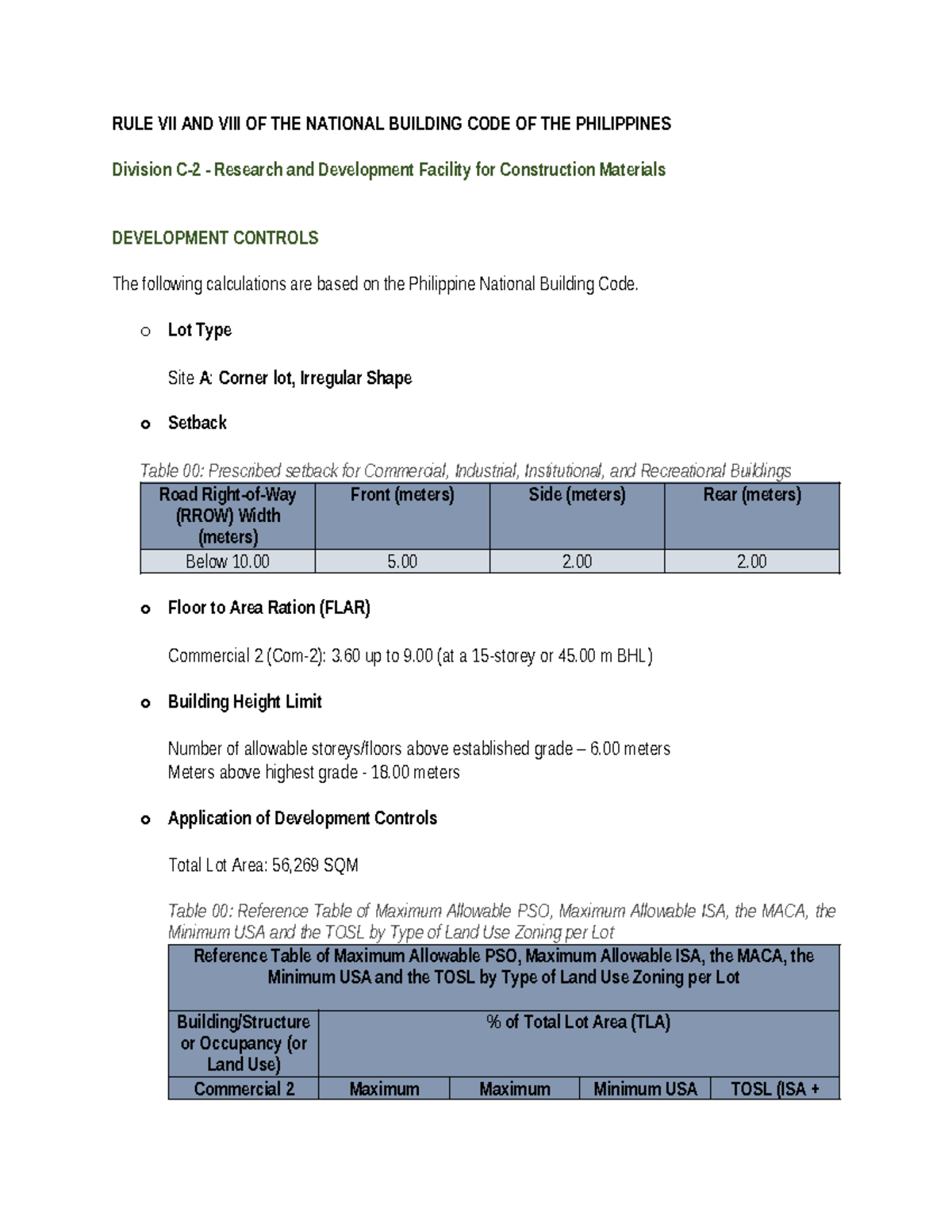 Development Controls for R&D Facilities under NBCP (Com-2) - Studocu