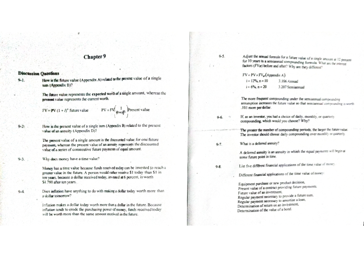 Financial Management - Solutions for Chapter 9 Analysis - Studocu