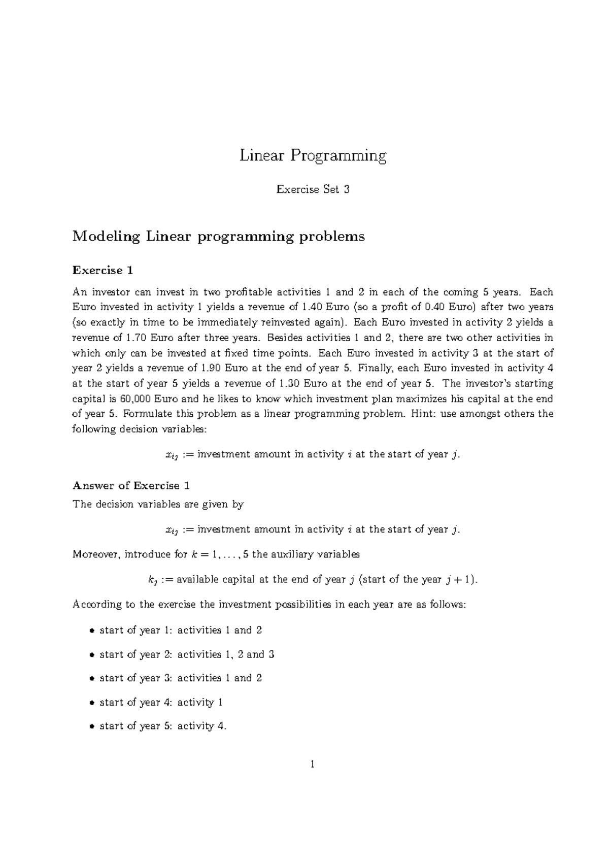 Linear Programming Homework Set 3: Questions and Solutions - Studeersnel
