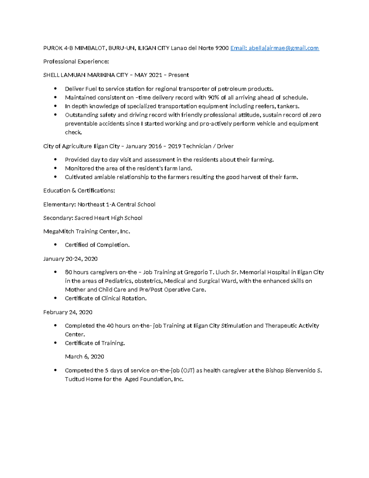 Document 1 - Final: Professional Experience and Education Overview ...