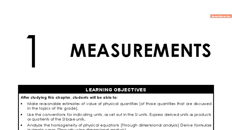 Measurements in Physics: Key Concepts and Learning Objectives (F.Sc ...