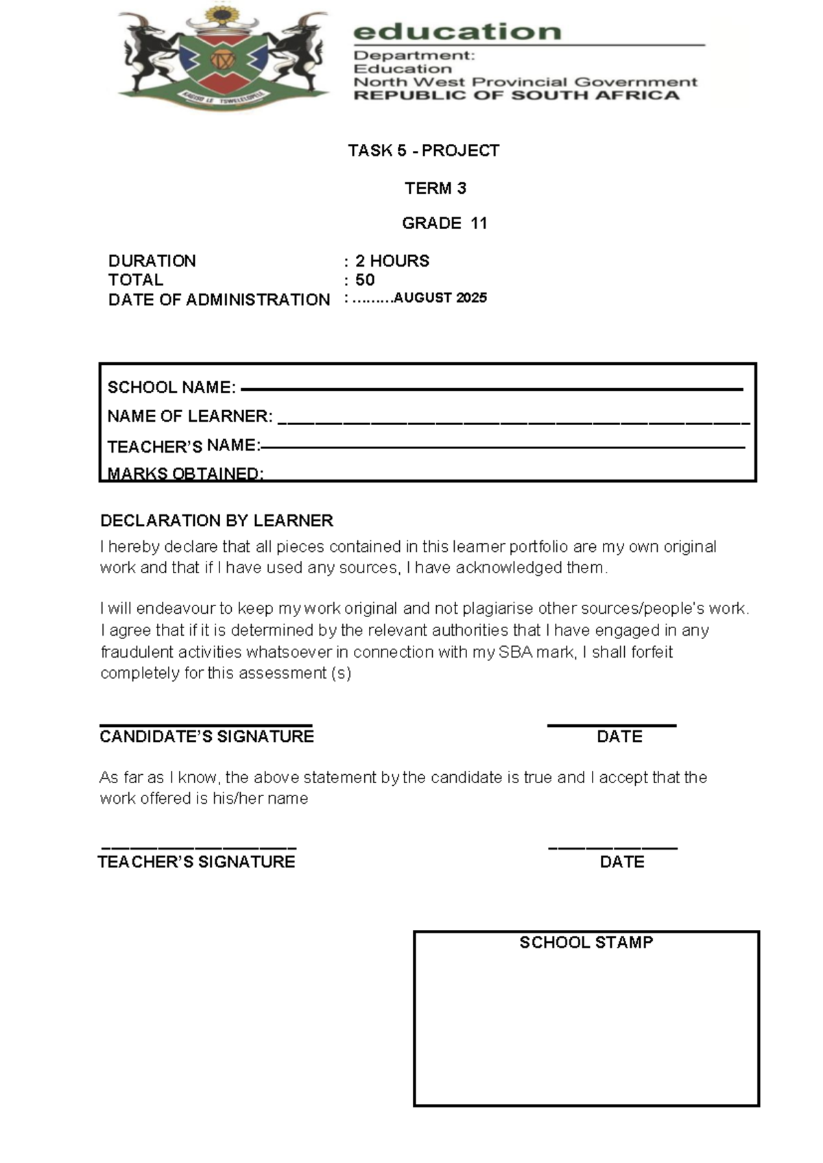BSTD ENG QP Gr11 Project 2025: Business Research Guidelines - Studocu